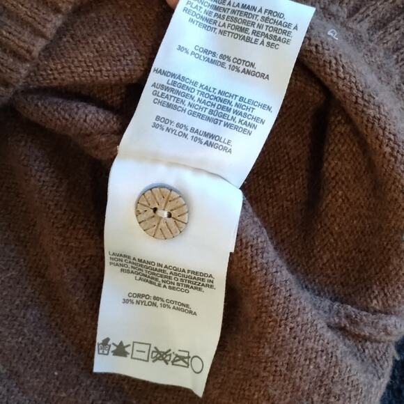Columbia Cotton & Angora Brown Pullover Button Detail Athleisure Knit Sweater XL - Picture 12 of 14